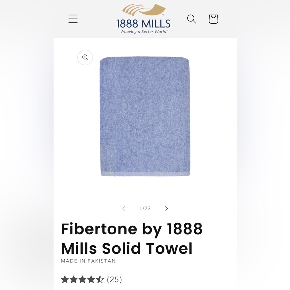 Fibertone by 1888 Mills Solid Towel, Blue